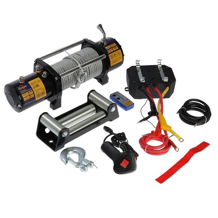 Лебедка электрическая ТУНДРА, 12/24V, 9500 lb (4.3 т), 5.5 л.с., до 9.8 м/мин, 8.3 мм х 28 м Лебедка электрическая ТУНДРА, 12/24V, 9500 lb (4.3 т), 5.5 л.с., до 9.8 м/мин, 8.3 мм х 28 м
