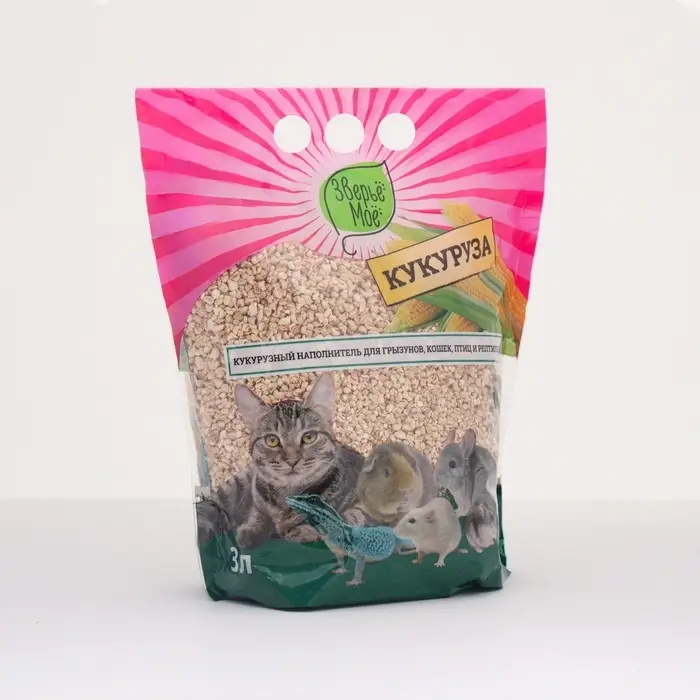 Наполнитель кукурузный &laquo;Зверье мое&raquo;, 1.5 кг