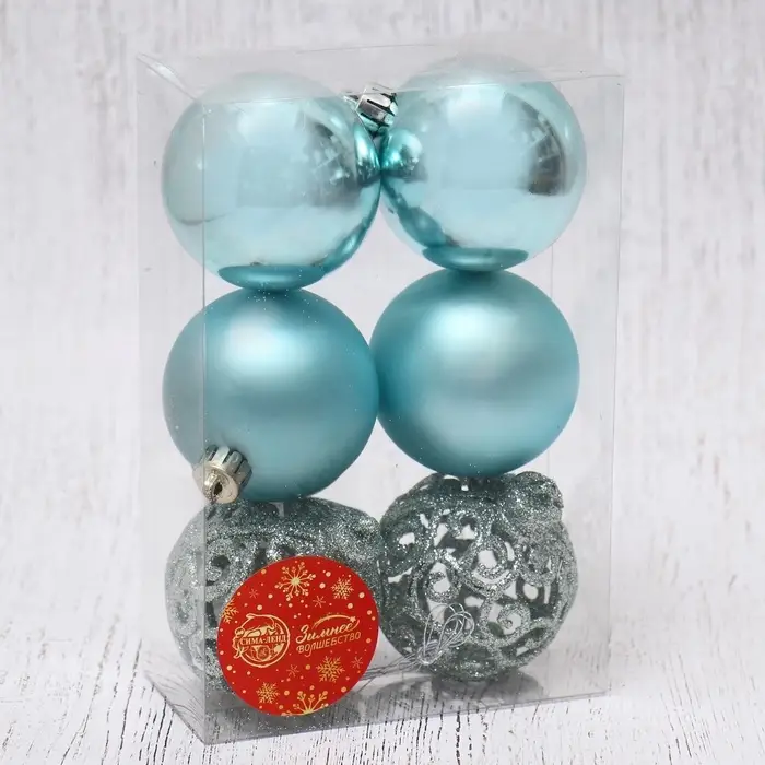 Ёлочные игрушки &laquo;Николь узоры&raquo;, шары новогодние, d=6 см, набор 6 шт.
