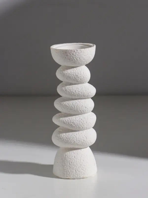 Подсвечник полистоун "Сад камней" d=3 и 5,5 см набор 3 шт 7х7х12 7х7х16 7х7х20 см