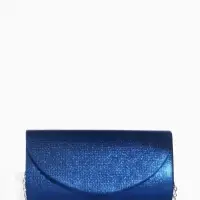 Сумка-клатч вечерняя на магните, на серебристой цепочке, синяя