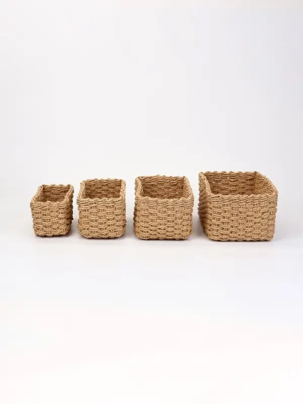 Набор корзин Village 4 шт.: 17&times;10&times;7, 21&times;12&times;9, 22&times;16&times;11, 26&times;18&times;12 см, бумага, бежевые