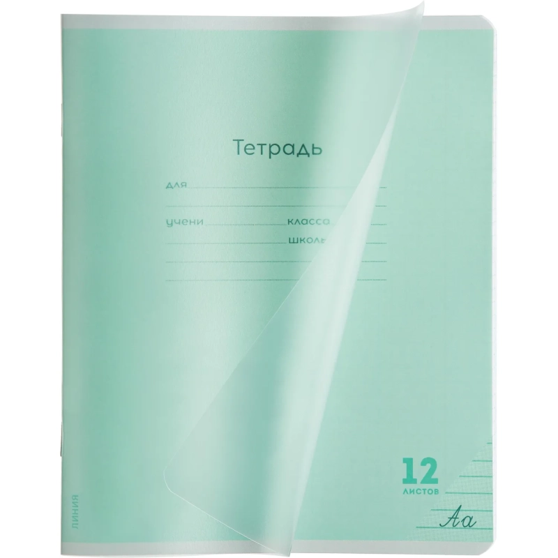 Тетрадь ЛИНИЯ 12л.проз.пласт.обл.plastic cover КЛАССИКА NEW ЗЕЛЕНАЯ,12-1416