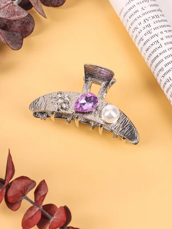 Крабик для волос &laquo;Либерти галант&raquo;, дуга, 6 см, серебристый