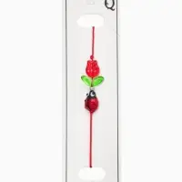 Браслет-оберег &laquo;Красная нить&raquo; тюльпан с божей коровкой, цвет красно-зелёный