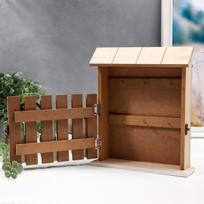 Ключница дерево 6 крючков Ключница дерево 6 крючков "Кактусы в горшочках. Home" 26,8х21,7х6 см