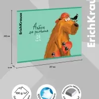 Альбом для рисования А4, 24 листа, на скобе ErichKrause Happy Capy, МИКС