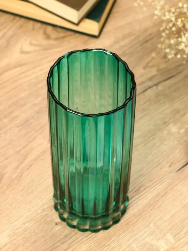 Ваза стекло настольная  Ваза стекло настольная "Верена" 25,5х10 см, зелёный