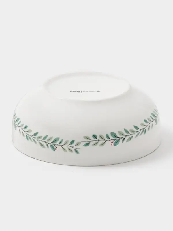 Салатник новогодний Доляна «Домашние гномики», 580 мл, 15.5×6 см, фарфор, белый