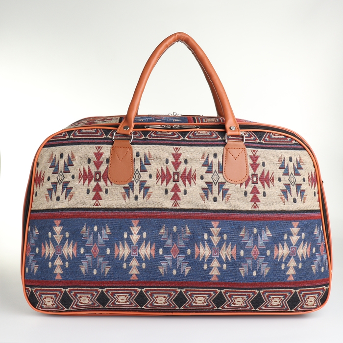 Сумка дорожная женская, 2 отдела на молниях, длинный ремень, цвет разноцветный/коричневый Сумка дорожная женская, 2 отдела на молниях, длинный ремень, цвет разноцветный/коричневый