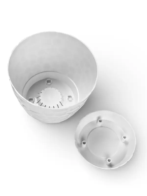 Горшок для цветов с поддоном &laquo;Камешки&raquo;, 8 л, пластиковый, белый