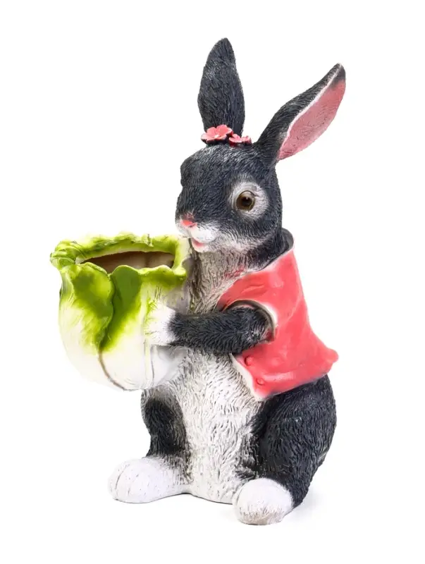 Фигурное кашпо 31 х 18 х 17 см "Зайчик с капустой"