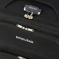 Чемодан на колёсах Royalbag большой 104 л (L), на молнии, с увеличением, кодовый замок, 4 колеса, чёрный