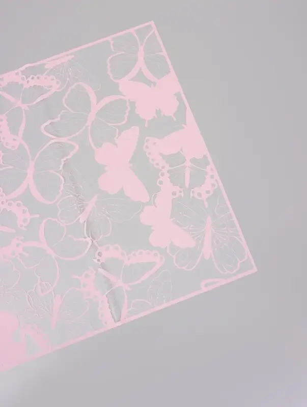 Пленка флористическая для цветов &laquo;Бабочки&raquo;, розовая, 57&times;57 см