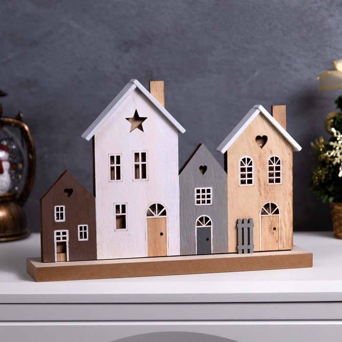 Подвеска световая Подвеска световая "Городок", 30х6х21 см, 12 LED, CR2032x1 (в компл.), свечение тёплое белое