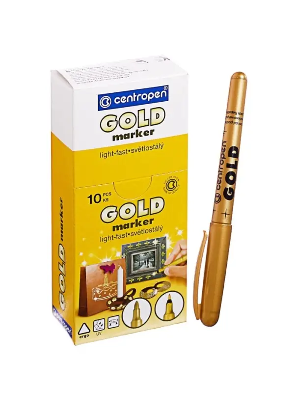 Маркер для декора Centropen 2690, перманентный, узел 3.8 мм, линия 1.5-3.0 мм, золотой