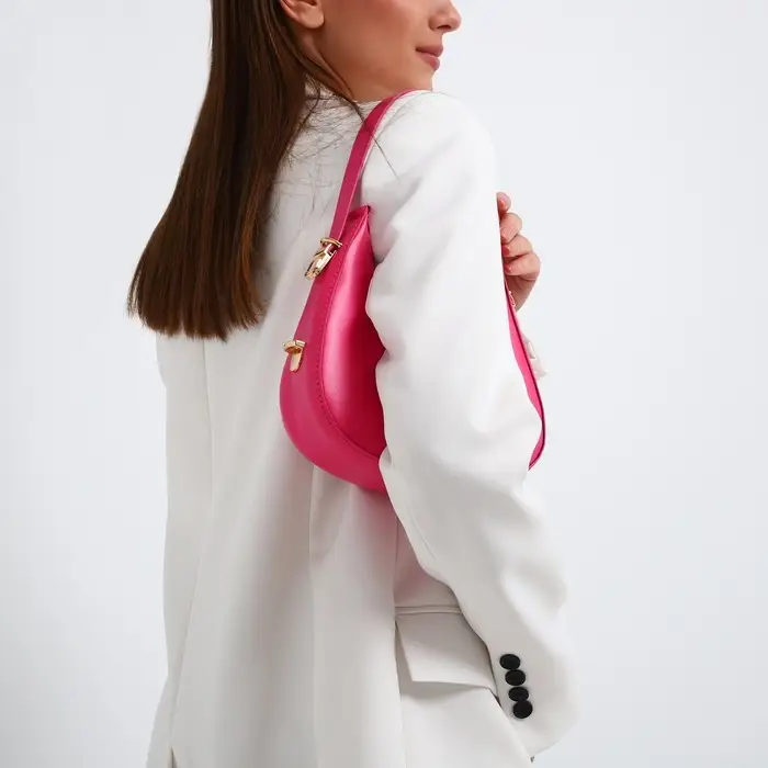 Сумка женская багет на молнии, 20.5&times;7&times;10.5 см, розовая