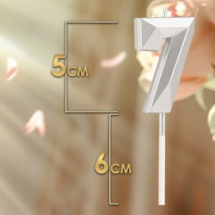 Свеча в торт на шпажке «Алмаз», цифра 7, серебряная, 5×2.6 см Свеча в торт на шпажке «Алмаз», цифра 7, серебряная, 5×2.6 см