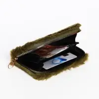 Кошелёк маленький, пушистый, на молнии, зелёный