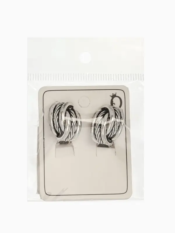 Серьги клипсы для ушей QF &laquo;Узел&raquo;, цвет чернёное серебро