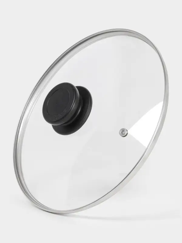 Крышка для сковороды и кастрюли Доляна, d=24 см, нержавеющий обод, пластиковая ручка, стекло, прозрачная