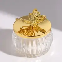 Шкатулка стеклянная &laquo;Золотая бабочка&raquo;, 7.5&times;7.5&times;6.7 см
