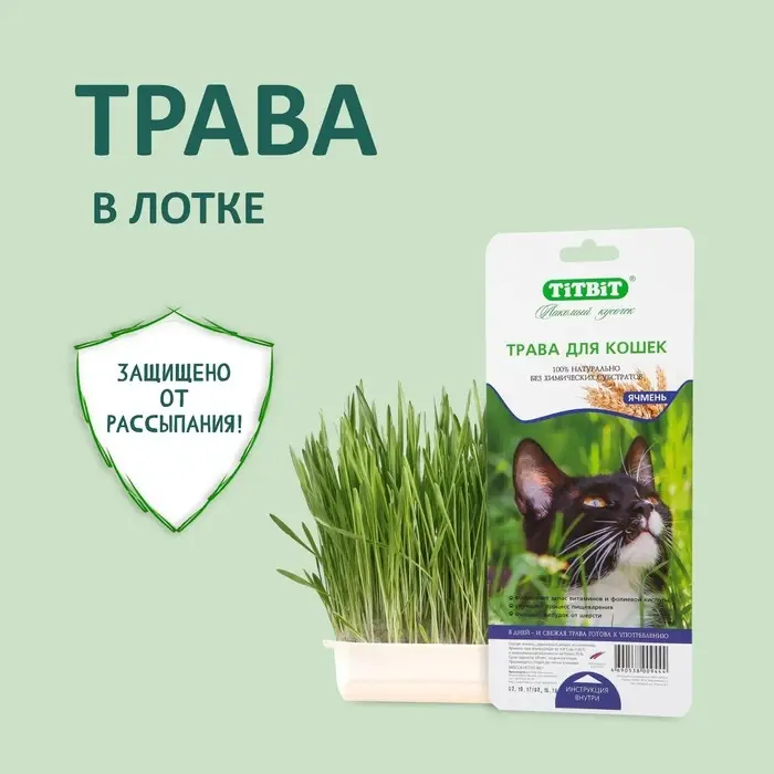 Трава TiTBiT для кошек, ячмень, 50 г Трава TiTBiT для кошек, ячмень, 50 г
