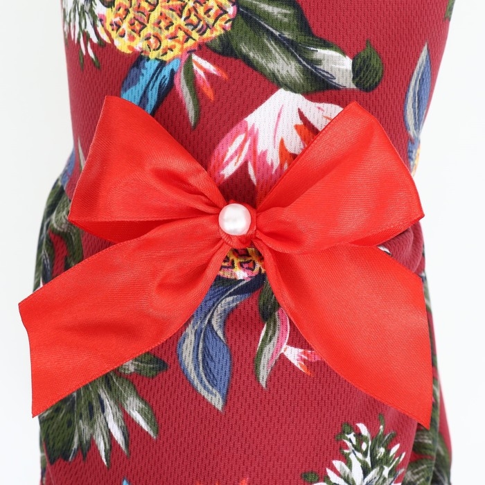 Платье для животных Тропики, S (ДС 25, ОГ 35 см), красное