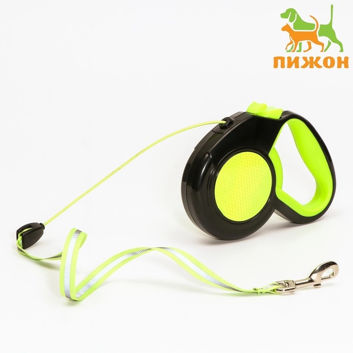 Рулетка Рулетка "Пижон" светоотражающая, 8 м, до 50 кг, трос, прорезиненная ручка, зелёная
