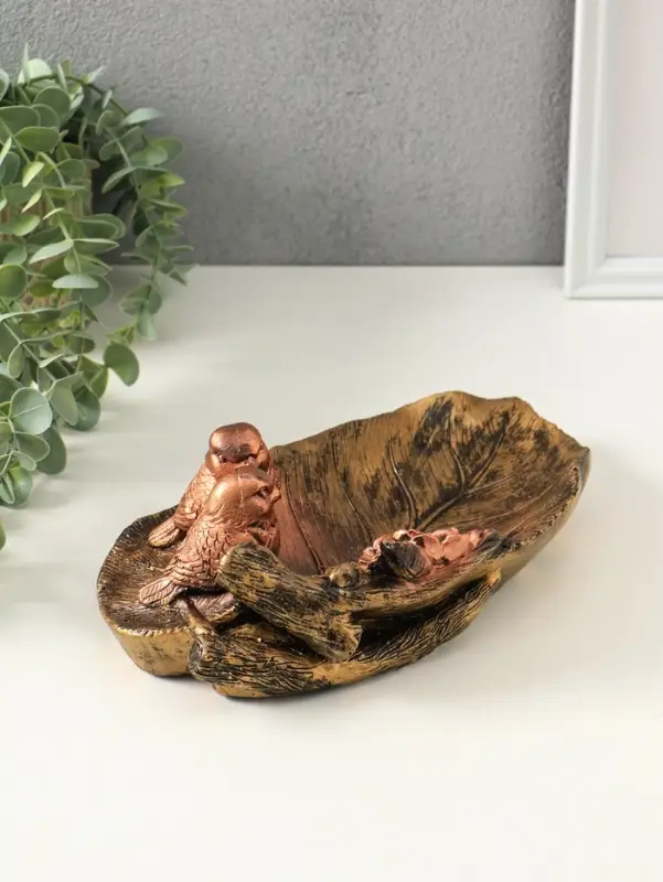 Подставка для мелочей &laquo;Птички&raquo;, гипс под бронзу, 10&times;25&times;20 см