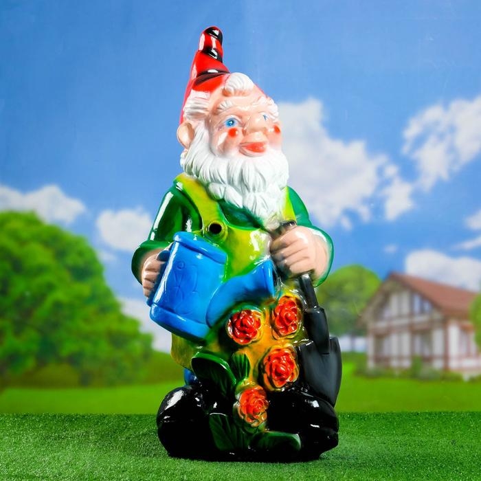 Садовая фигура  Садовая фигура "Гном с лейкой" большой 75х39х32см