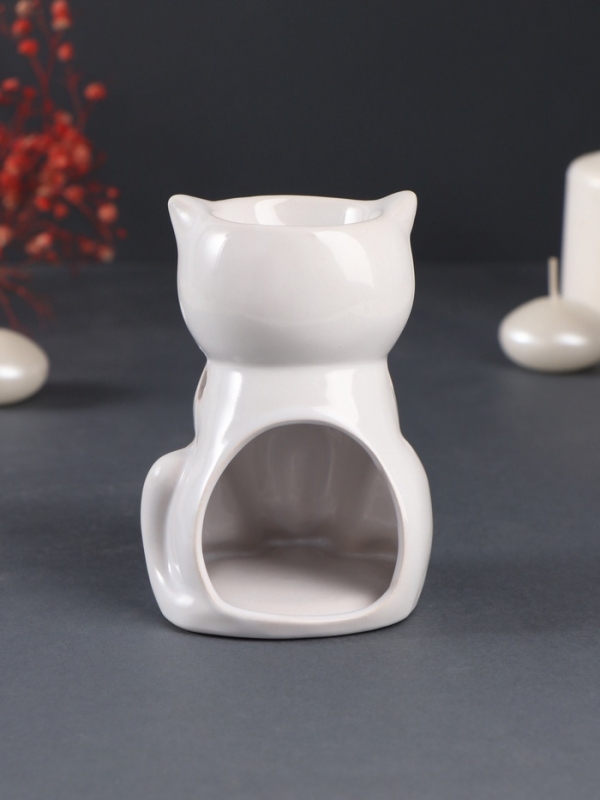 Аромалампа керамика "Котик румяный" 7,7х8х11,5 см