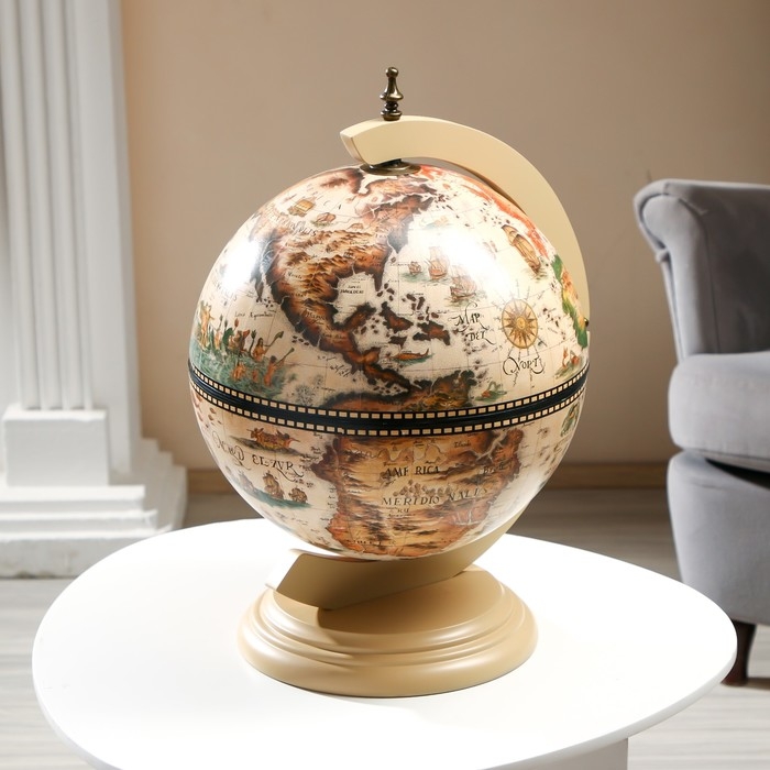 Глобус бар декоративный Глобус бар декоративный "Карта странника" белый 38х33х48 см