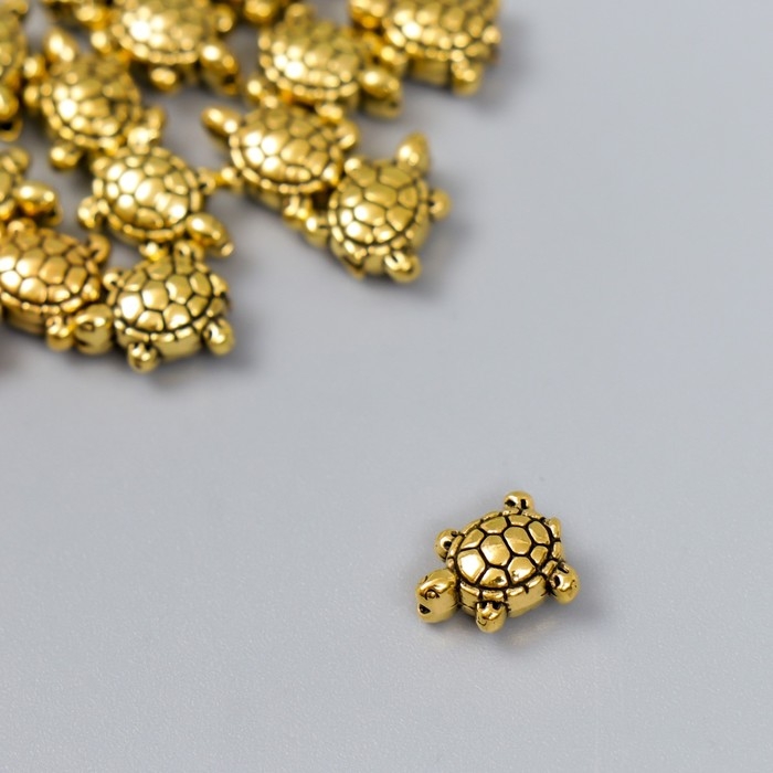 Бусины металл для творчества Бусины металл для творчества "Черепашка" золото набор 20 шт