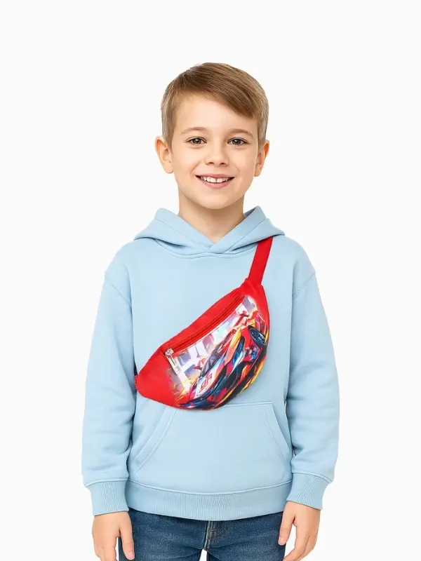 Сумка поясная детская на молнии, красная