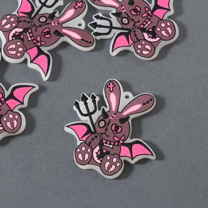 Декор для творчества акрил двусторонний Декор для творчества акрил двусторонний "Зайка-дъяволёнок" 4,3х4х0,2 см