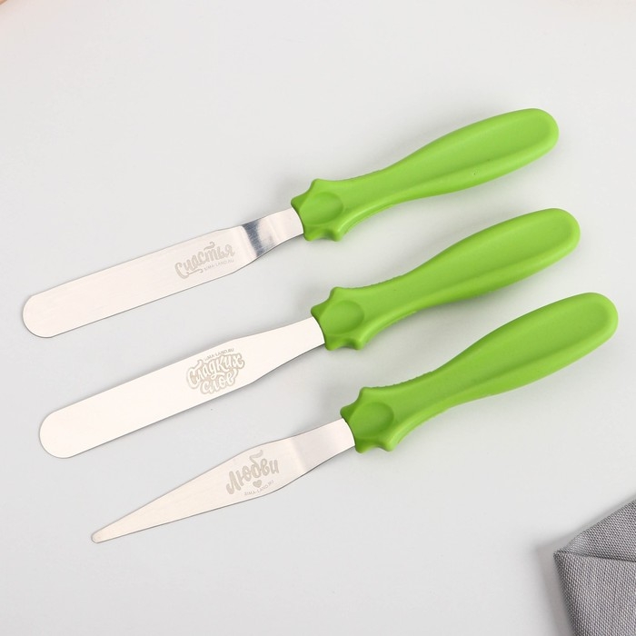 Набор лопаток кондитерских «Сладких слов», 23 см х 8.5 см х 2.5 см 3 шт Набор лопаток кондитерских «Сладких слов», 23 см х 8.5 см х 2.5 см 3 шт