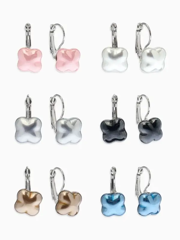 Серьги пластик "Майорика" цветок, цвет МИКС в серебре