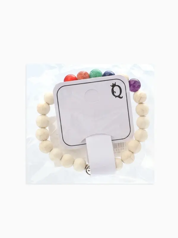 Браслет из бусин &laquo;Чакры. Планеты и Инь-ян&raquo;, d=7 см, разноцветный, белый с чернёным серебром