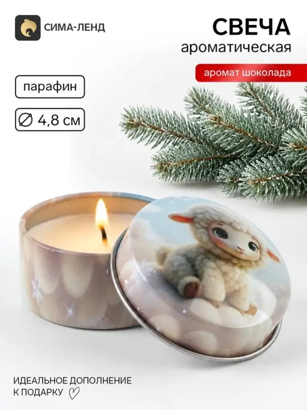Свеча ароматическая, в железной банке &laquo;Тепла и уюта&raquo;, шоколад, d=4.8 см