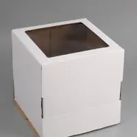Коробка для торта, кондитерская, белая, с окном 30 х 30 х 30 см Набор 5 шт