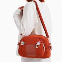 Сумка молодёжная на молнии, со значками, 23&times;5.5&times;16 см, рыжая