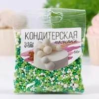 Новогодняя посыпка кондитерская &laquo;Микс&raquo;: зеленая, белая, изумрудная, 50 г