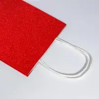 Пакет подарочный бумажный с глиттером красный, 15×8×21 см