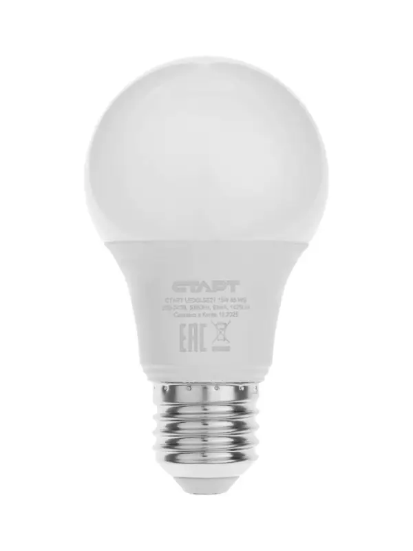 Лампа светодиодная СТАРТ, 15 Вт, Е27, 6500К, 1425 лм, холодный белый, матовая