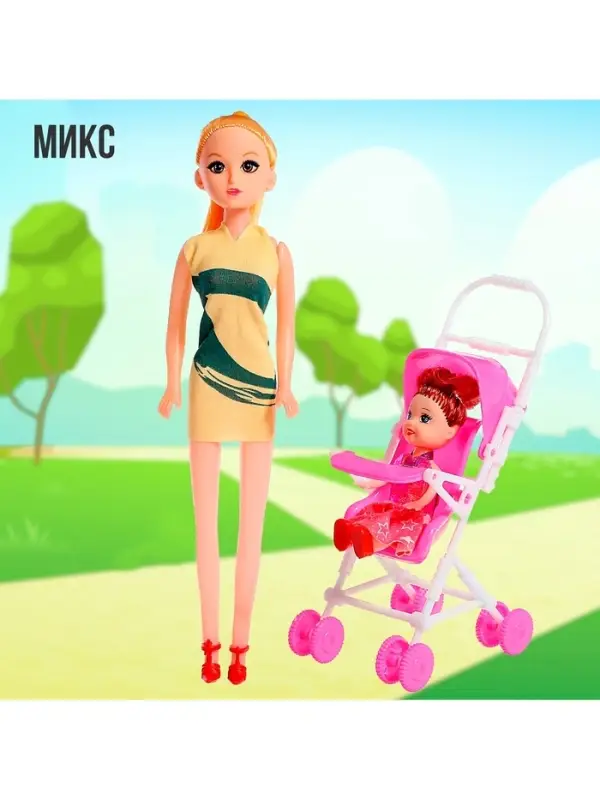 Кукла-модель &laquo;Мама с дочкой&raquo; с коляской, МИКС