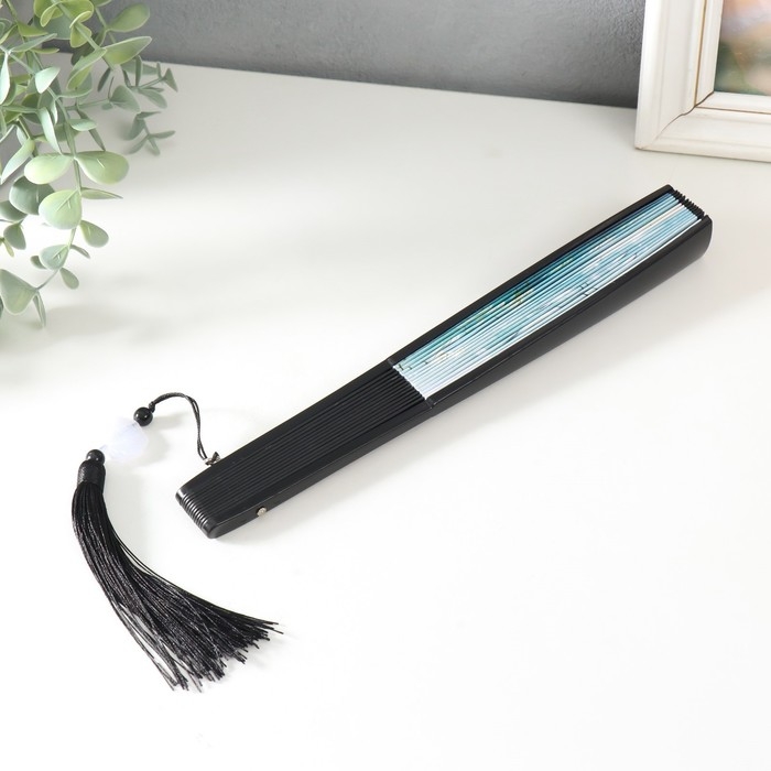 Веер пластик, текстиль h=27 см  Веер пластик, текстиль h=27 см "Журавли" с кисточкой