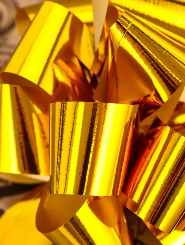 Подарочный бант - шар №3 металлик, цвет золото, для упаковки подарков