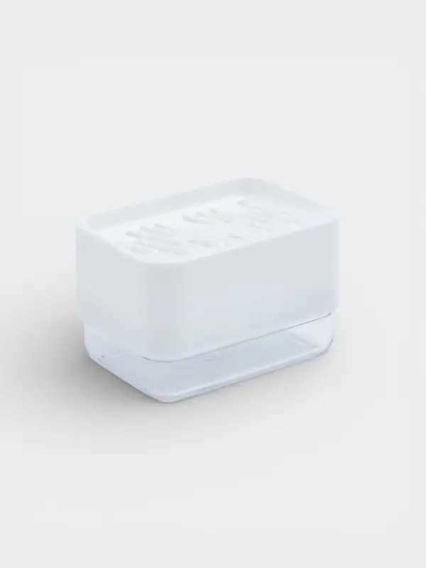 Дозатор для моющего средства с подставкой для губки Raccoon, губка в комплекте, белый