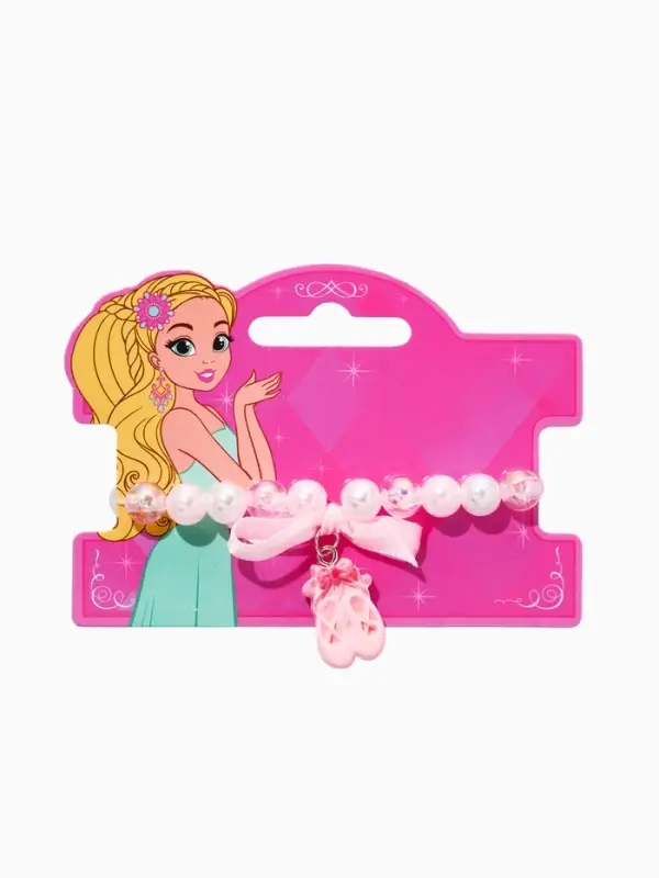 Браслет детский Браслет детский "Выбражулька" пуанты, бант, жемчуг, цвет бело-розовый